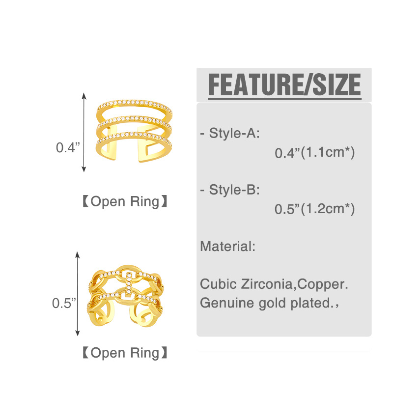 Fashion Multi-layer Geometric Zircon Ring display picture 2