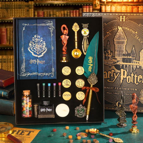 2024 New Fire Paint Seal Set Gift Box European British Feather Pen Children's Day Gift for Classmates