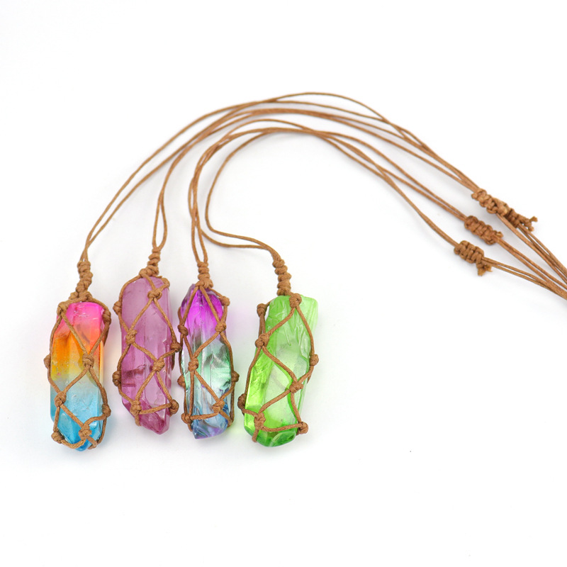 Ethnic Style Geometric Crystal Handmade Pendant Necklace 1 Piece