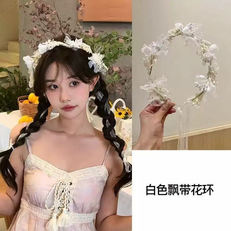 子供用ヘアバンドヨーロピアンスタイル妖精ゴールデンリーフヘッドバンドフラワーリースパールヘアバンドブライダル新しいクラウンリボン|undefined