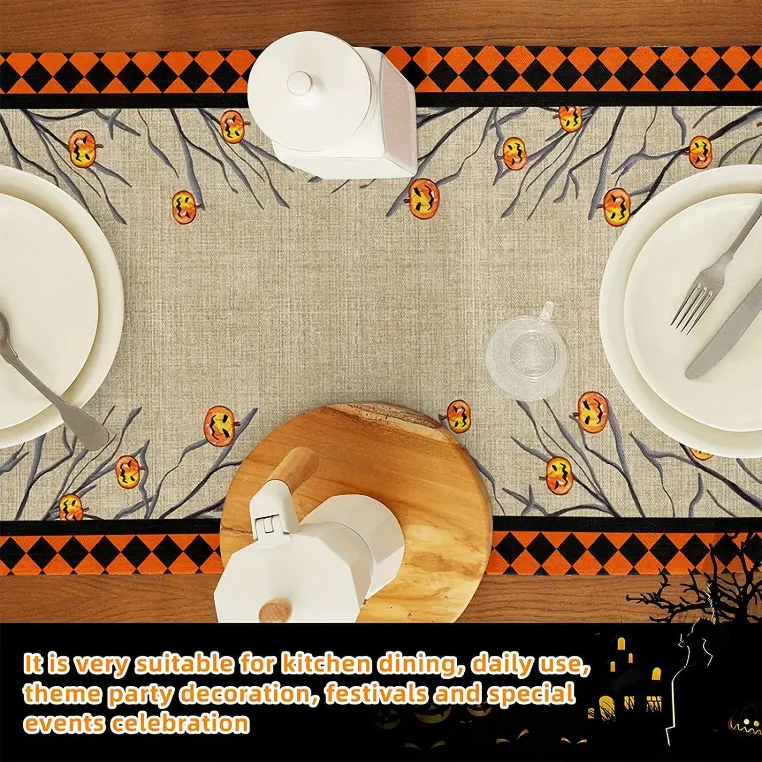 110g Weight Tablecloths Home Textiles & Decor Type tablecloth Event & Party Supplies 1 Piece, 1 Set Quantity Casual, Party Occasion Linen Material Halloween, Day of the Dead Festival Skull Pattern Funny Style Halloween Day Of The Dead Funny Skull Linen Casual Party Tablecloth Party Supplies Tableware 1 Piece 1 Set 18