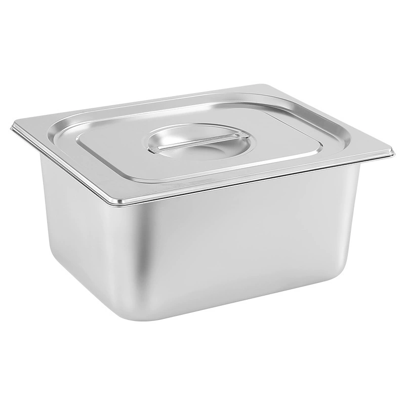 304 stainless steel portion basin buffet tray with lid square basin thickened curled edge rectangular fraction tray canteen partition