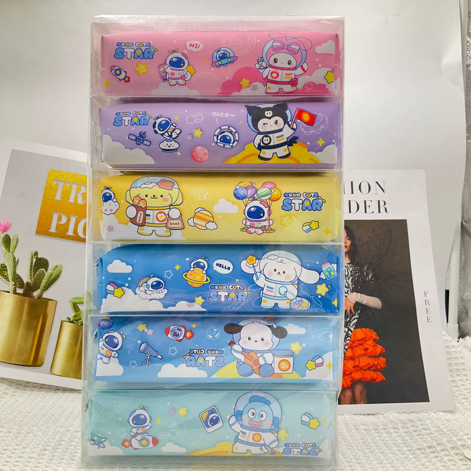 Милый Санрио мультфильм PU сумка для ручки Kulometi Yugui собака астронавт Мелоди сумка для карандаша канцелярские принадлежности