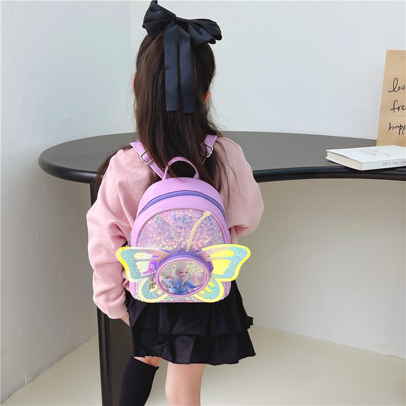 2023 nuevo estilo coreano de los niños mochila princesa occidental ligero pequeño mochila kindergarten sequined pu mochila