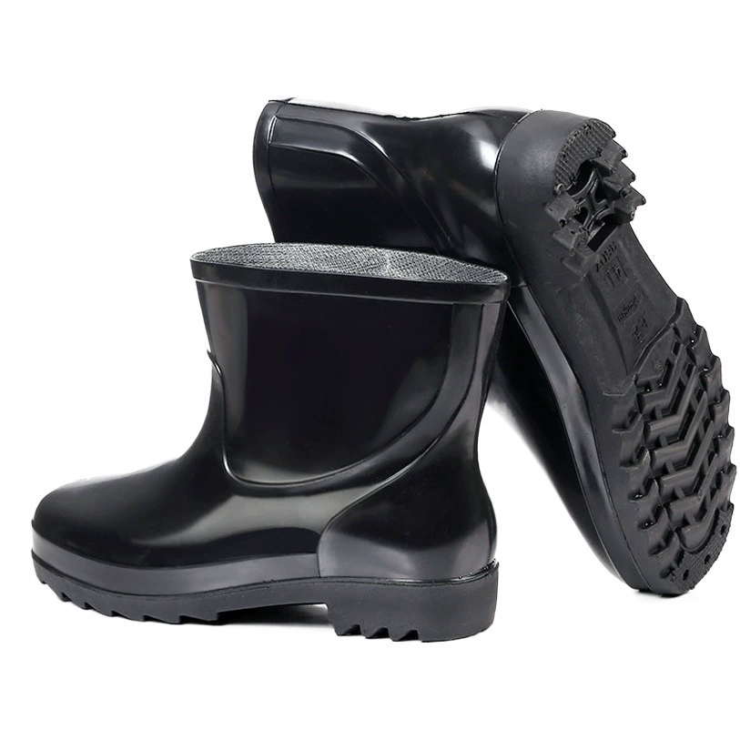 Пластиковые 3507 непромокаемые туфли Мужская обувь с низкой трубкой, водонепроницаемая обувь из черного ПВХ, пластиковая обувь из говяжьего сухожилия, непромокаемая обувь на толстой подошве