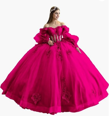 Flores vestido de adulto con mangas brillante con cuentas vestido dulce 2026 nuevo vestido de baile de hombro para mujeres image 18