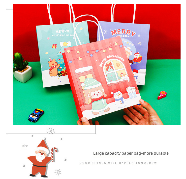 Christmas Gift Bag Snowman Elk Kraft Paper Bag Gift Packaging Bag Christmas Eve Cartoon Gift Bag_voghion.com