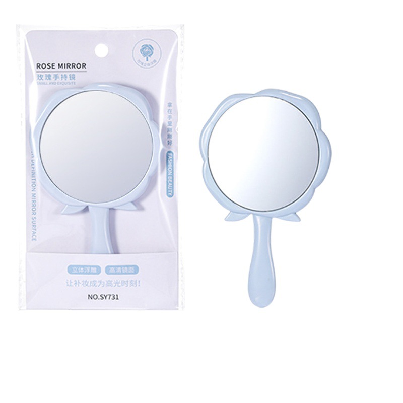 LMLTOP La historia de las rosas Yifei El mismo espejo de maquillaje Espejo de mano portátil Espejo de rosa tridimensional