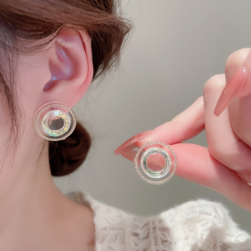 1 Pair Simple Style Round Square Heart Shape Arylic Inlay Crystal Rhinestones Womenu0027S Ear Studs