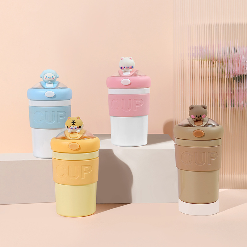 Taza de agua de oficina Taza de paja creativa de doble capa de aislamiento térmico de alta apariencia de gran capacidad de vidrio Ceremonia de Apertura taza de regalo