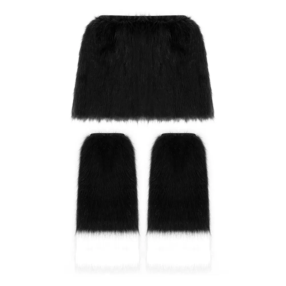 毛绒可爱cosplay腿套配饰时尚简约半裙万圣节派对装扮道具配件