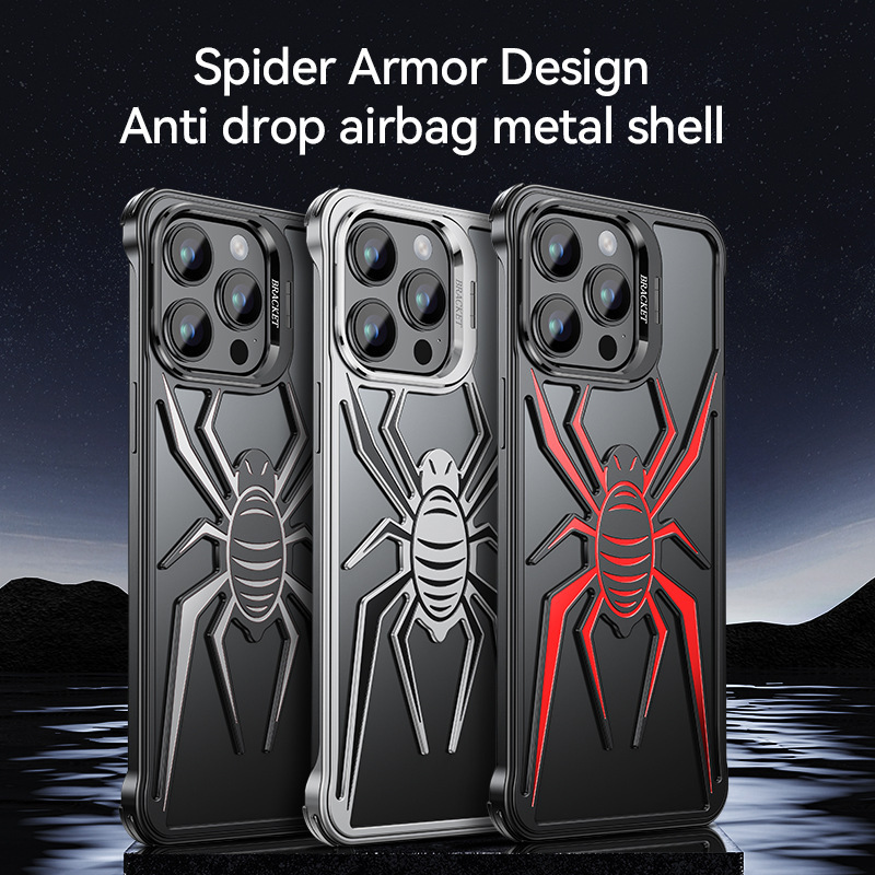 For Apple 15promax borderless phone case iPhone16 spider airbag anti-fall case armor protective case