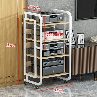 Electric car big tripod spacing multi-layer gallbladder machine - 4-layer-c-white-rack-light-walnut-board