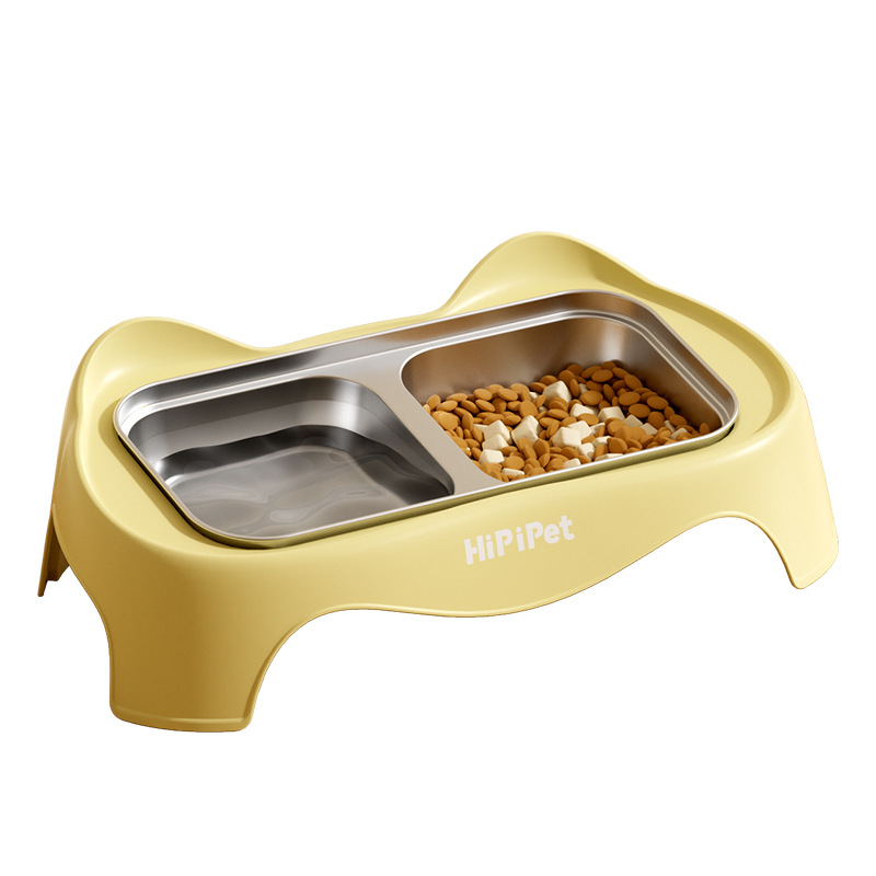 Nuevo cuenco cuadrado universal transfronterizo de acero inoxidable doble cuenco para perros y gatos para mascotas en el hogar para beber agua y alimentar alimentos de gran capacidad