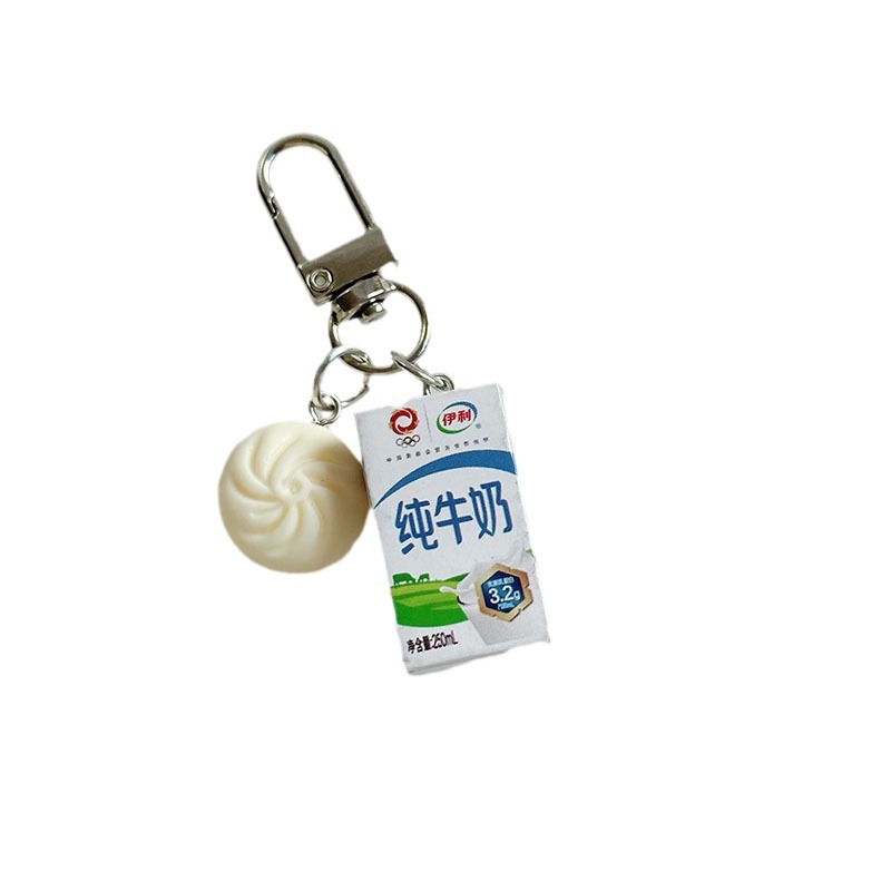 擬似牛乳饅頭adカルシウムキーは創意的な食べ物を食べて辛い味噌のかばんのペンダントを遊んでクラスメートにプレゼントします。