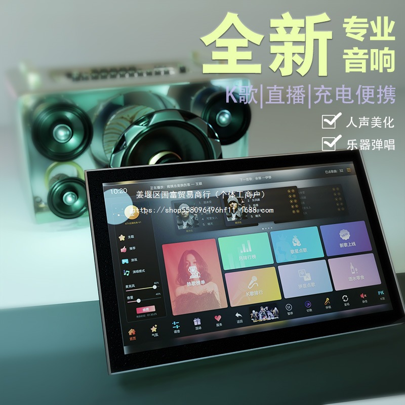 Wholesale Karaoke Machine Ktv Touch Screen Charging Home Outdoor Charging Bluetooth Elderly Gift All-In-One Machine for Reading Music