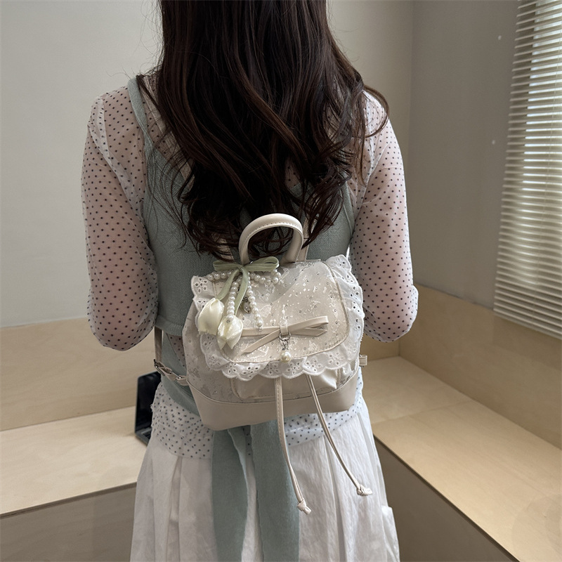 2026 nuevo encaje de moda coreana de estilo chica bolsas de mano, alta calidad, mochila de hombro versátil