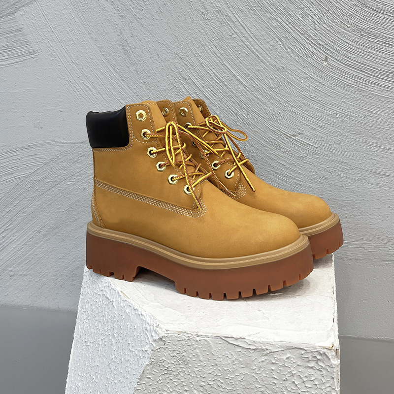 Thick-Soled Height-Increasing Women's Boots 2025 Autumn and Winter New Style Genuine Leather Outdoor Waterproof Casual Boots That Can'T Be Kicked Apart, Rhubarb Boots for Women