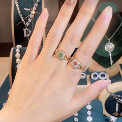 小眾輕奢時尚麻將不掉色戒指女可調節食指開口設計感女批發