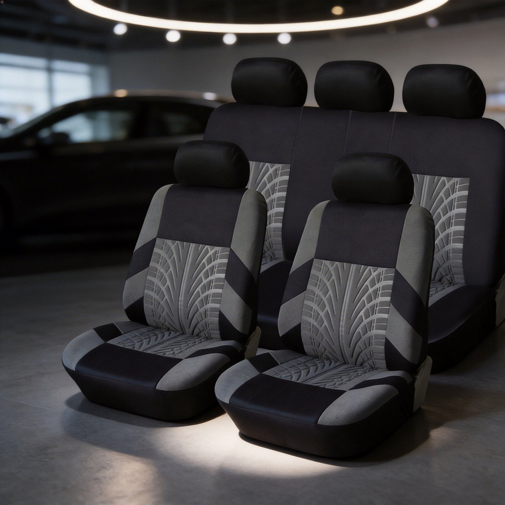 Cross-Border Best-Selling Car Seat Covers on Meike, 9-Piece Set, Universal for All Seasons, Tire Pattern Car Seat Covers Wholesale
