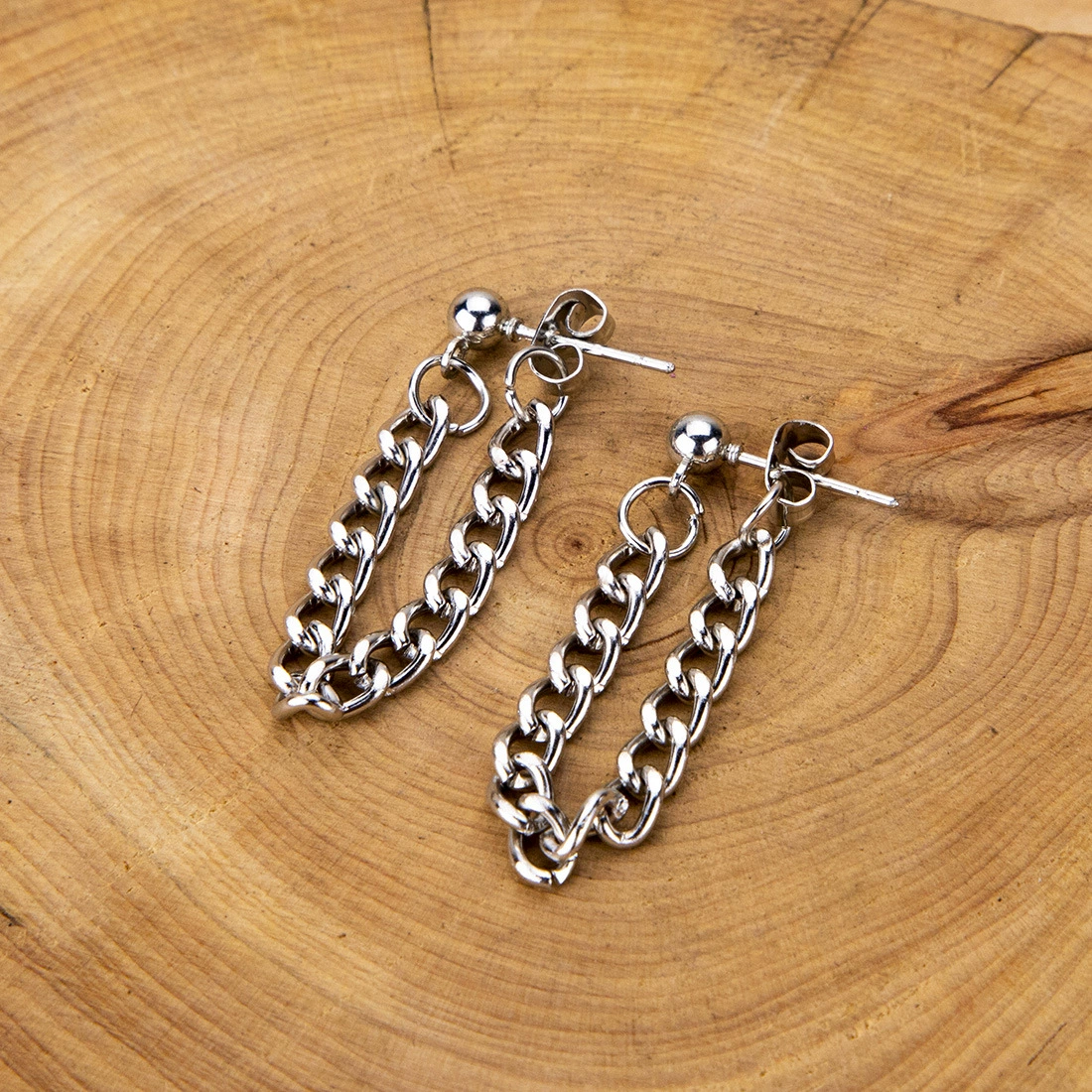 Chain, sexy silver earrings, Korean style