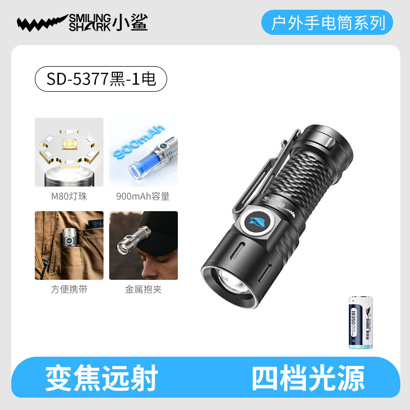 Xiaoshark 2025 新しい強力な光充電小型ポータブル超高輝度屋外長距離 LED 家庭用アルミ合金懐中電灯|undefined