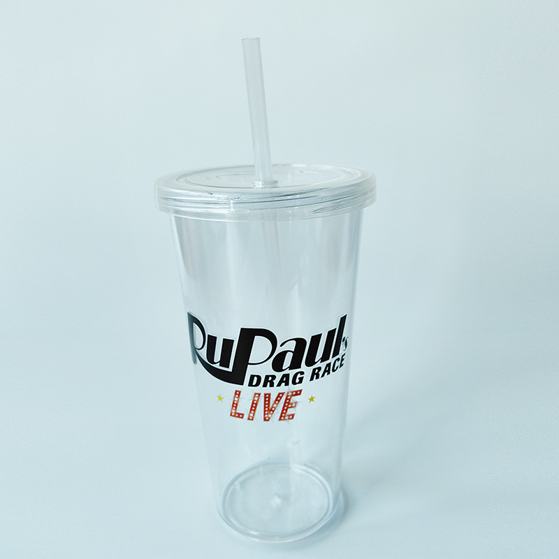 Fábrica directa 24oz taza de paja de plástico publicidad creativa taza de agua regalo promocional 680ML taza transparente taza PS
