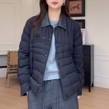 工厂巨好看翻领薄款长袖棉服外套女2025冬款设计感保暖单排扣上衣