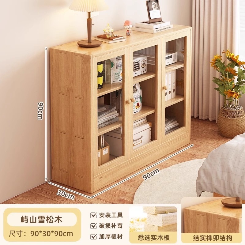 無垢材の本棚収納キャビネット一体型壁ドア防塵収納キャビネットホームベッドルームベッドサイド|undefined