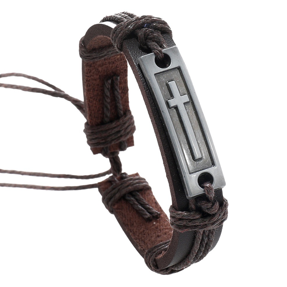 Foreign trade European and American alloy woven men's leather bracelet retro hemp rope bracelet cross-border small jewelry accessories wholesale