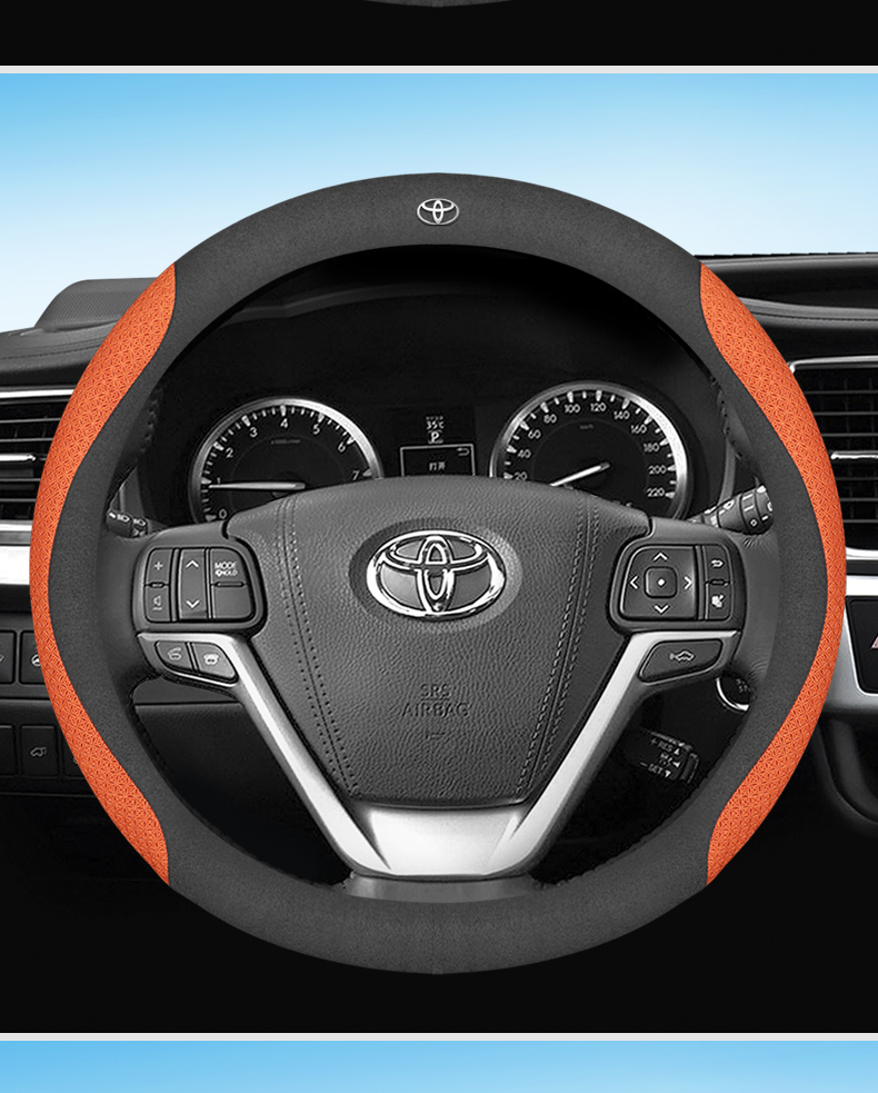 Suitable for 2021-23 Toyota Sienna Steering Wheel Cover, Car Handlebar Cover, Hand-Sewn Sienna Four-Season Universal Handlebar Cover
