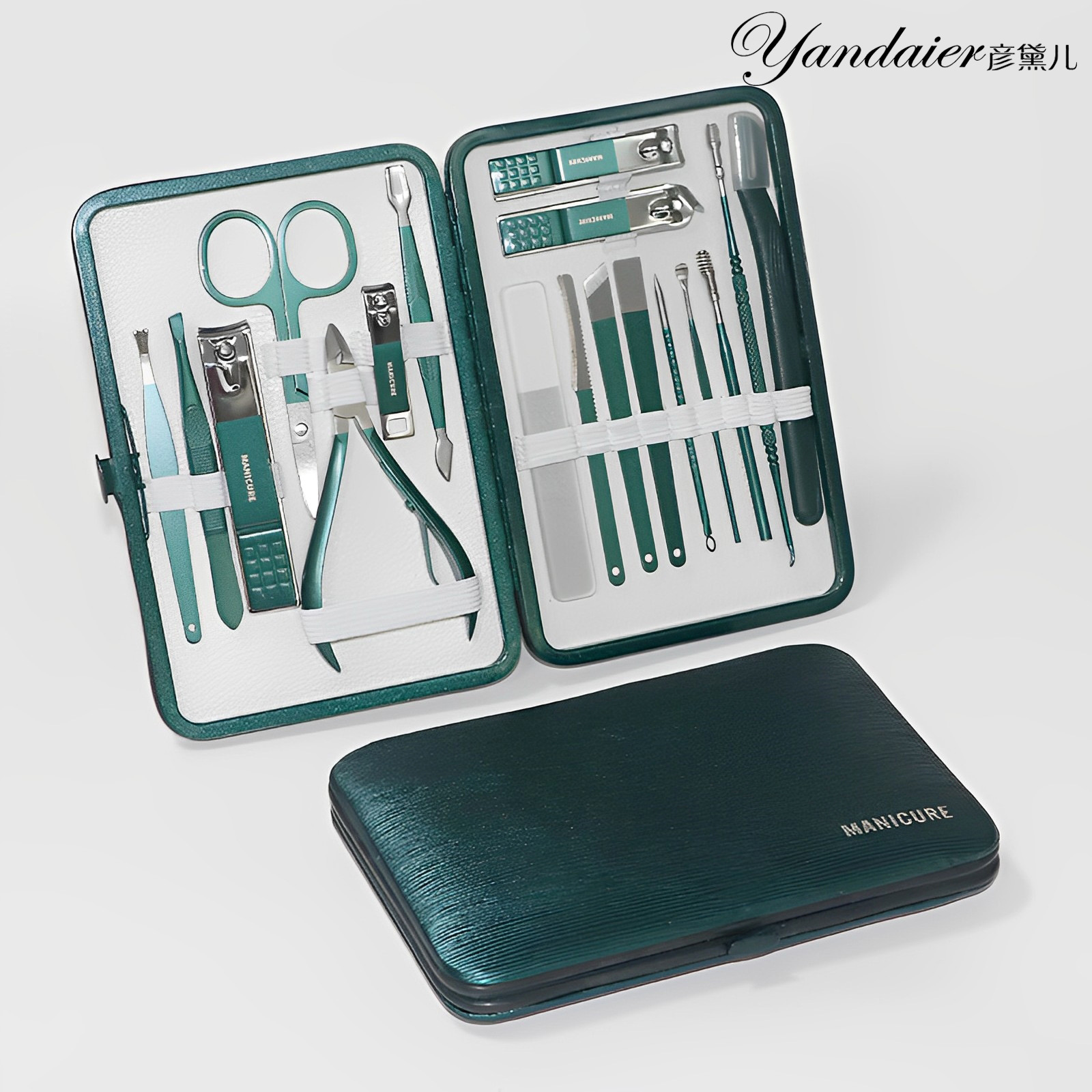 En stock verde 18 unidades cortaúñas cortauñas cortaúñas traje completo manicura herramientas de uñas traje de belleza