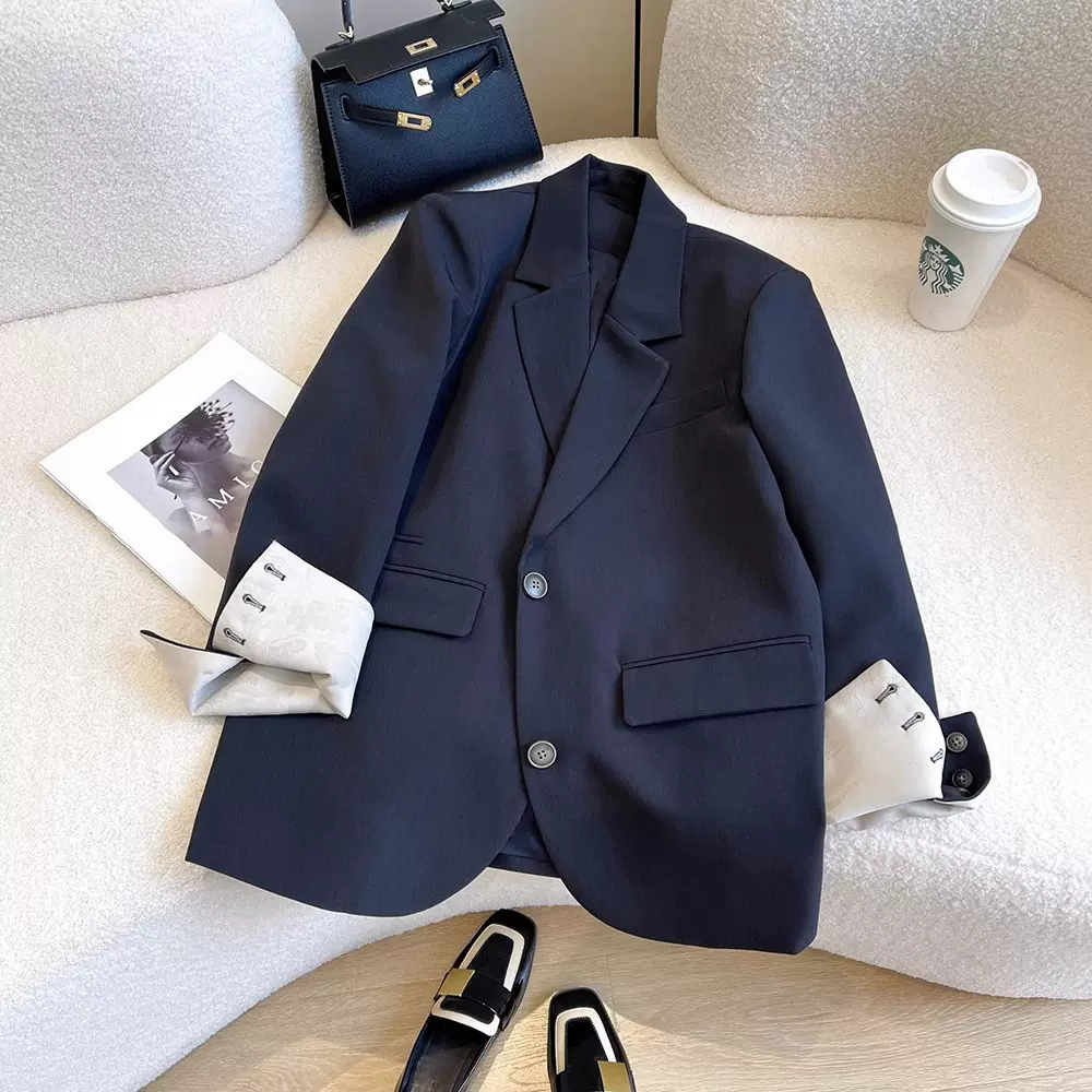 现货西装外套女宽松2024秋装新款韩版休闲单排扣气质小西服上衣潮