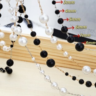 DIY Black Pearl Chain Earrings Necklace Hair Accessories Pure Handmade Accessories 3-8mm Size Bead Chain Factory Direct Sale