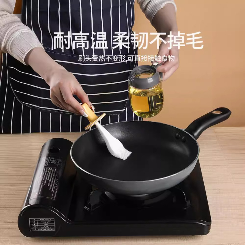 オイルブラシとオイルボトル一体型高温耐性キッチンボトルシリコーンガラスオイルボトル家庭用ブラシバーベキューツール用品|undefined