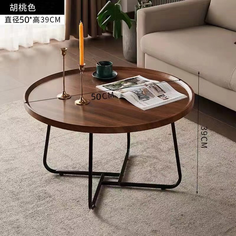 北欧茶几客厅家用边几小户型现代简约创意圆形实木铁艺网红桌子|undefined