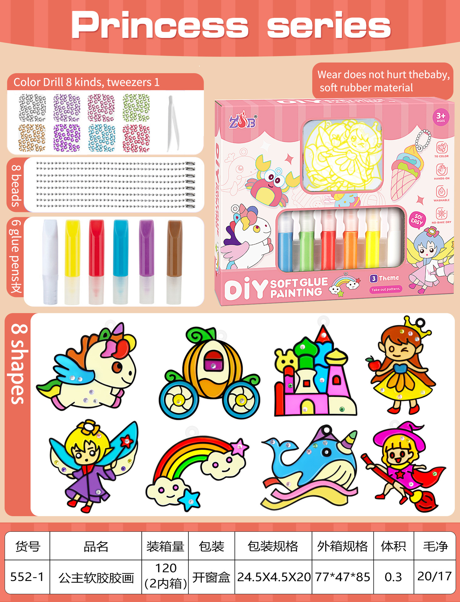 Set de Pintura de Cristal DIY para Niños de Plástico Sin Hornear para Niñas