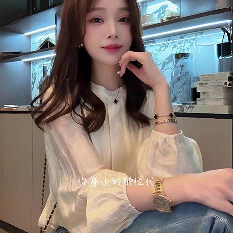 2026 New Style Champagne Evening Shirt for Women, Stylish Spring Elegant Long-Sleeve Shirt for Outerwear, Fashionable and Unique