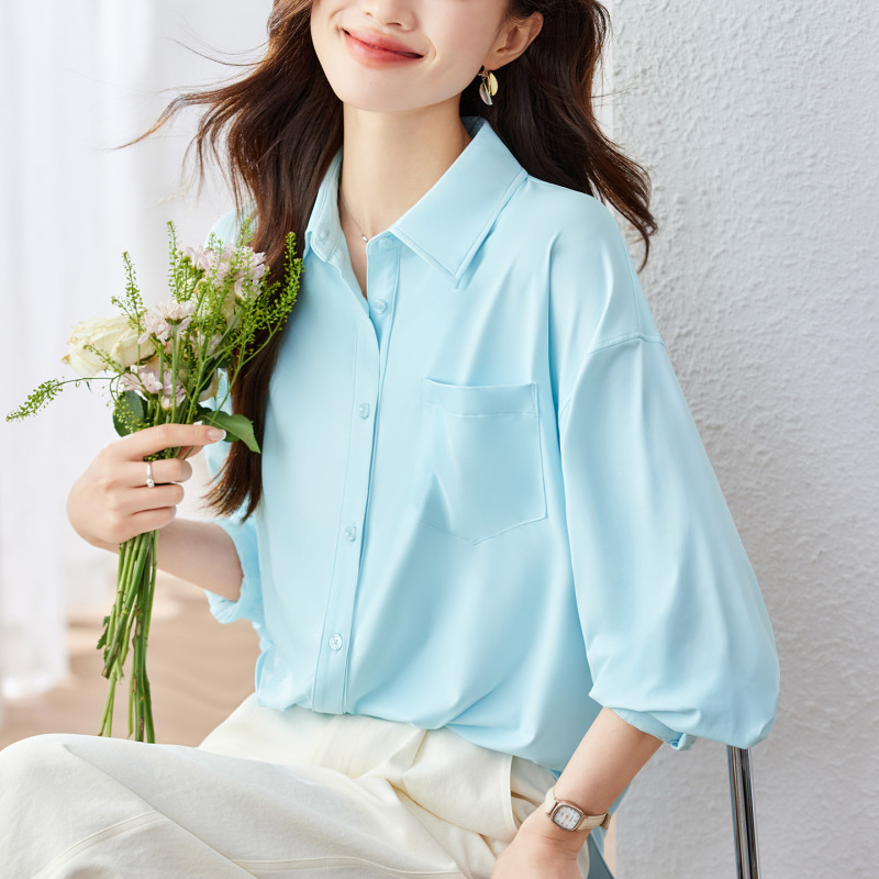Cotton Cocoon Sun-Protective Shirt Clothing 2026 Summer New Thin Style Women's Ice Silk Cool Loose Cardigan Shirt Jacket Cotton Cocoon Sun-Protective Shirt Clothing 2026 Summer New Thin Style Women's Ice Silk Cool Loose Cardigan Shirt Jacket