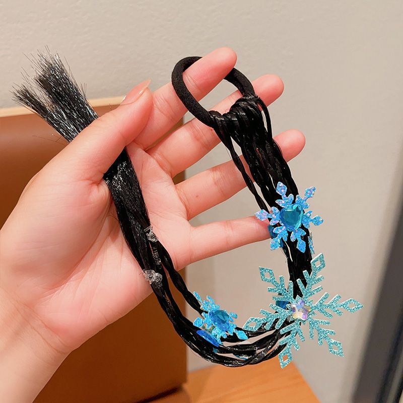 Princesa de nieve para niños peluca trenzada anillo de cabello de cola de caballo alta trenzada cabello de boxeo dulce y fresco trenzado