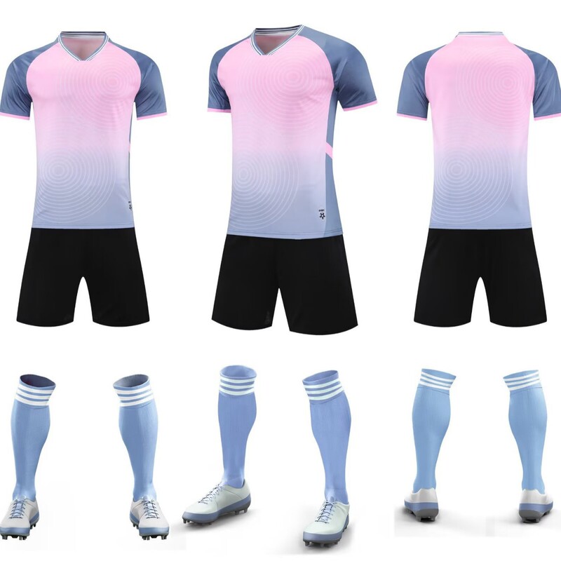 Short-Sleeved T-Shirt Suit Cross-Border Mesh Football Jersey Sports Casual Football Shorts New Digital