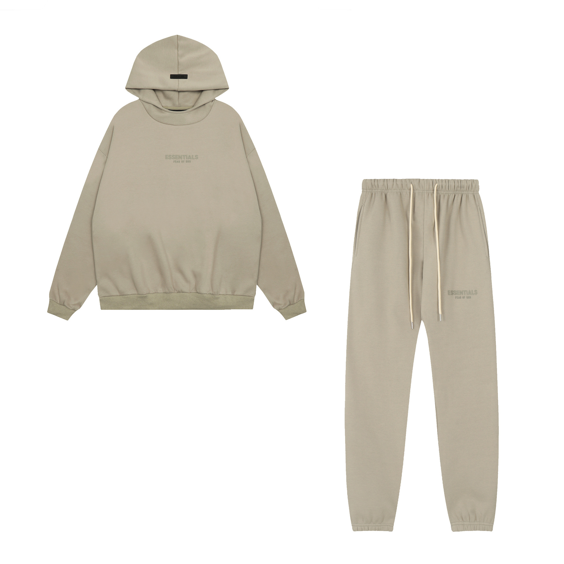 FOG High Street doble línea ESSENTIALS letras de silicona estéreo más suéter con capucha de terciopelo traje de pantalones casuales de moda