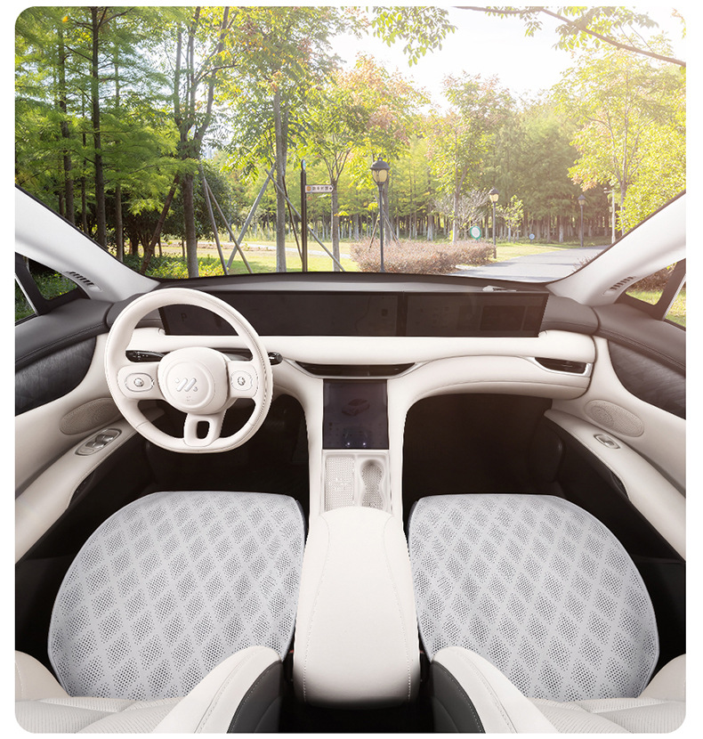 2025 New Anti-Dirty Four-Season Universal Three-Piece Seat Cushion Without Backrest Nappa Leather Perforated Breathable Car Seat Cushion