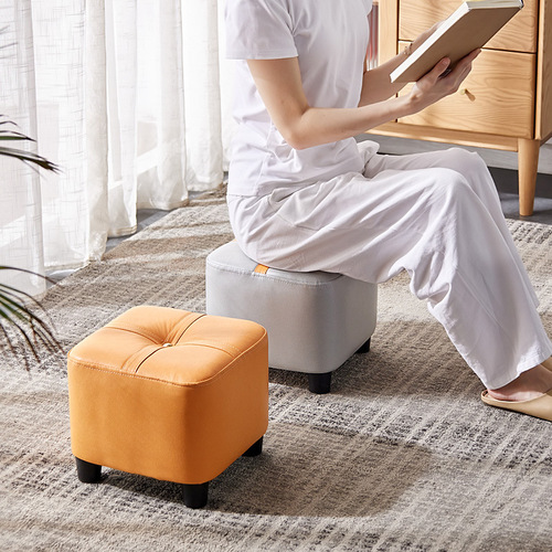 Small stool for home use modern simple sofa stool short stool square stool soft package internet celebrity small shoe changing stool living room small board stool 