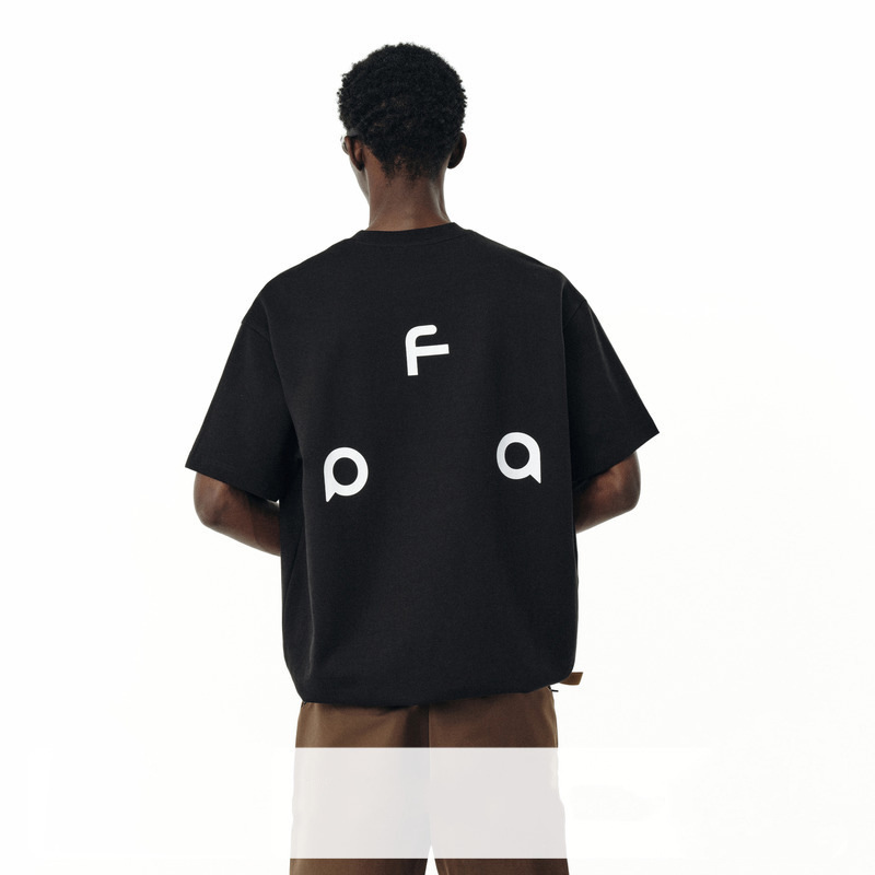 PDA Letter Logo Triangle Graphic Logo Pure Cotton Breathable Couple Trendy Brand T-shirt for Men and Women T Black and White Simple All-Match