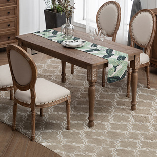 American Style Country Vintage Dining Table French Style Wedding Dress Photo Studio Old Solid Wood Homestay Long Table European Style Carved Table and Chair