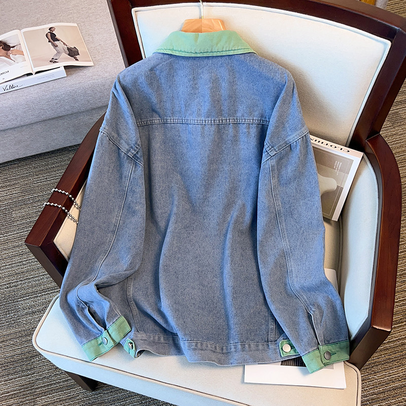 Damenbekleidung Große Größe Frühjahr Neue Lose Jeansjacke 200/300 Catties Lose Schlanke Oberseite_voghion.com