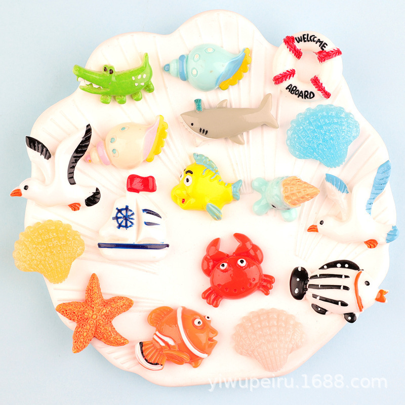 DIY Cream Glue Refrigerator Seagull Stickers Kidsren's Mobile Phone Cases Crab Lifebuoy Shells Conch Headwear Marine Accessories