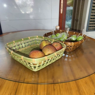 广西竹编制品四方收纳筐农家蔬果收纳篮零食点心筐超市收纳整理