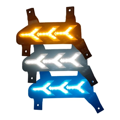 Suitable for 19-22 Wuling Hongguang V special daytime running lights front fog lights modified LED streamer daytime running lights (Gündüz işıqları) - fishbone-model-upgraded-three-color-scanning-streamer-daytime-running-lights-one-price